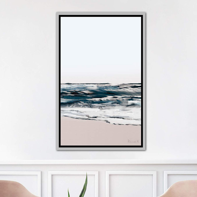 Impression d’art graphique Seashore, H 26 po x l 18 po x P 1,5 po, Toile avec cadre argenté