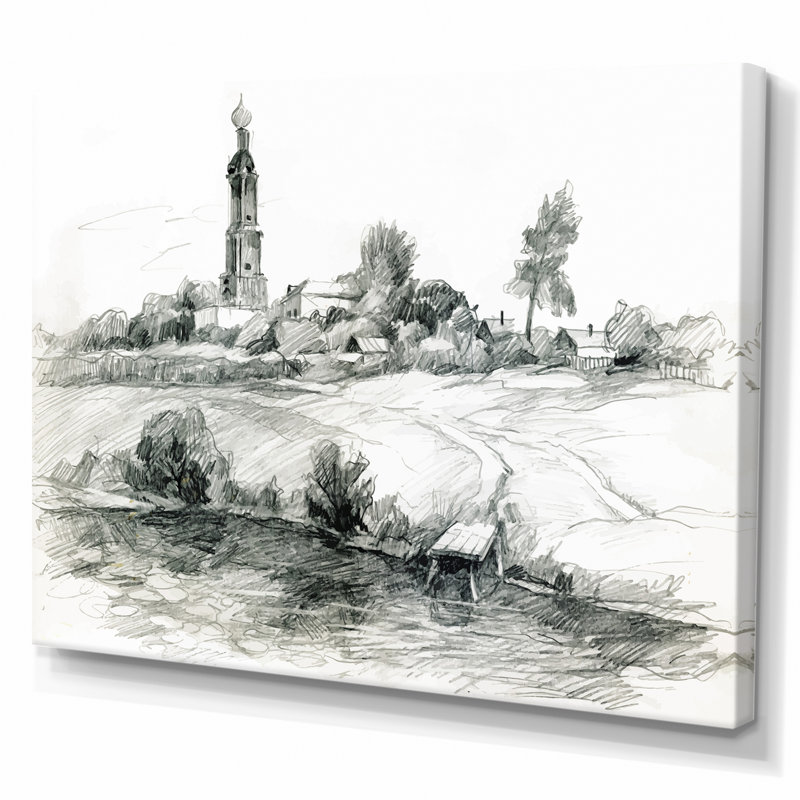 Paysage monochrome monochrome - reproduction d'art sur toile, H 16 po x l 32 po x P 1 po, Toile tendue