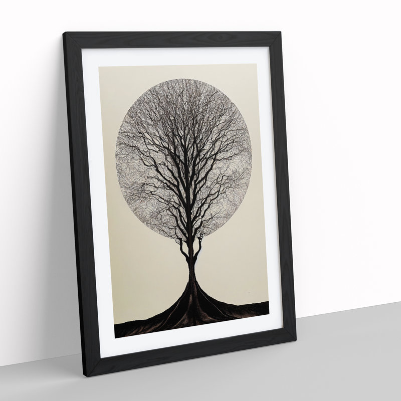 Antique Tree No.7 - Single Picture Frame Print, Black Framed, 64cm H x 46cm W x 2cm D
