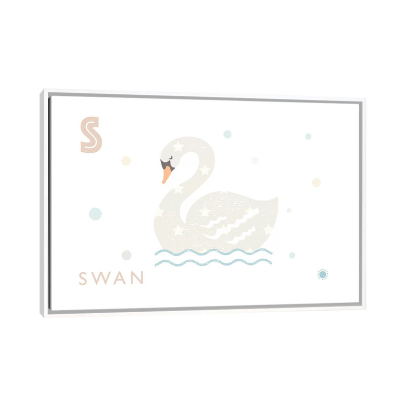 Cygne - imprimé, Pas de tapis, H 40 po x l 60 po x 1,5 po, Toile blanche encadrée