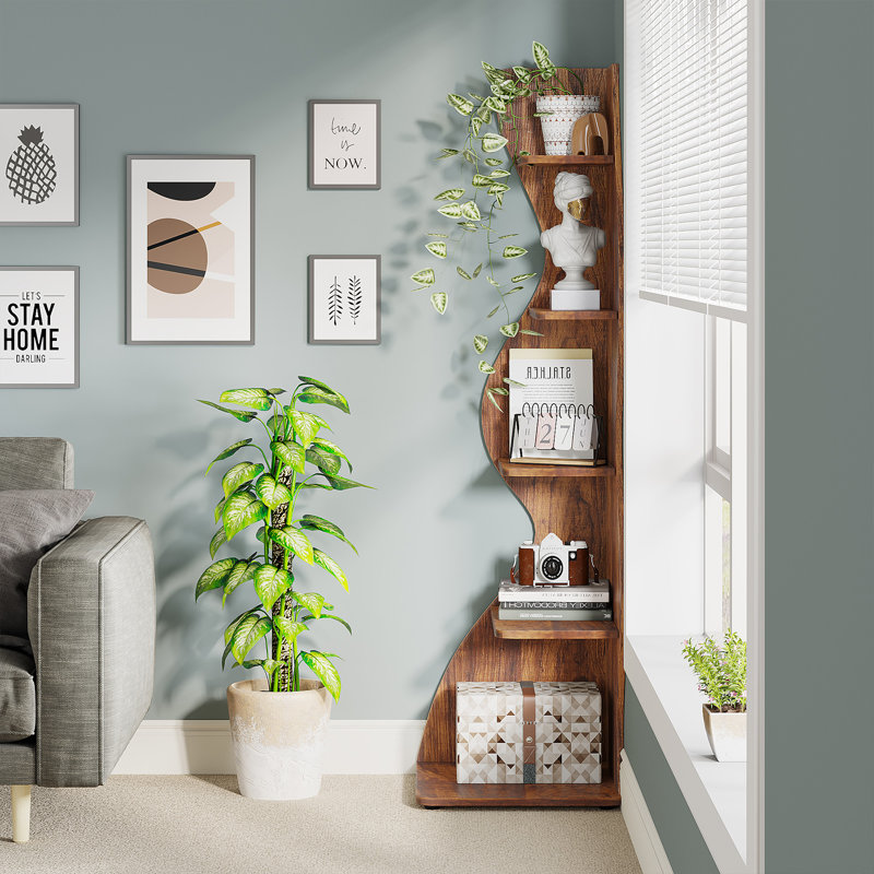 Arhab Corner Bookcase, Brown