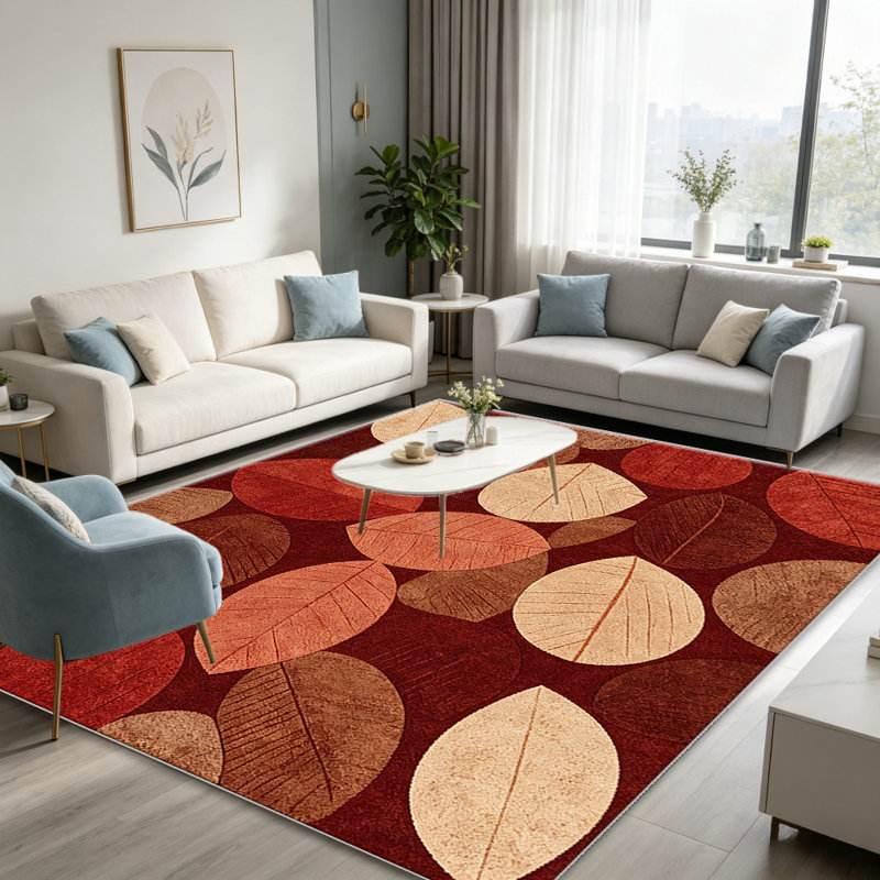 Leaf Abstract   area rugs for Living Room, Soft and Comfortable, Suitable for all seasons, easy to maintain, machine washable Indoor floor mat, Under Table Farmhouse suitable for Bedroom, Dining Room, Study,  Balcony, Home Decor Patio