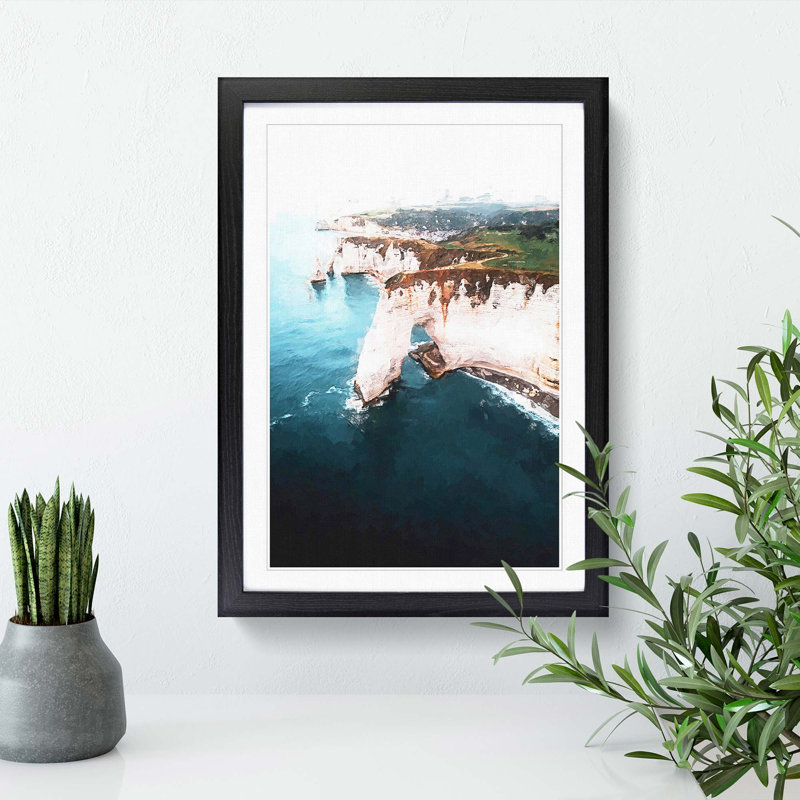 Etretat in France - Picture Frame Graphic Art Print, 87cm H x 62cm W x 2cm D, Black Framed
