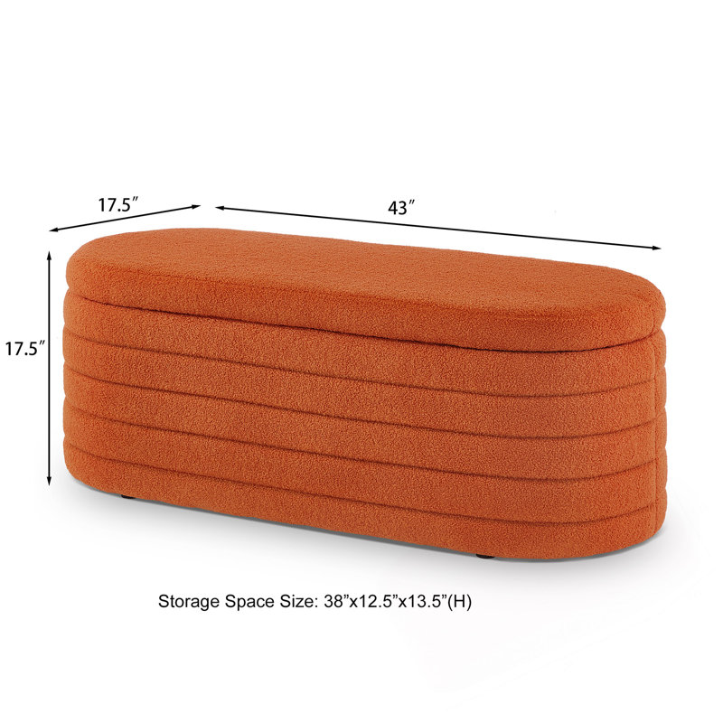 Oval Storage Ottoman Bench, Orange