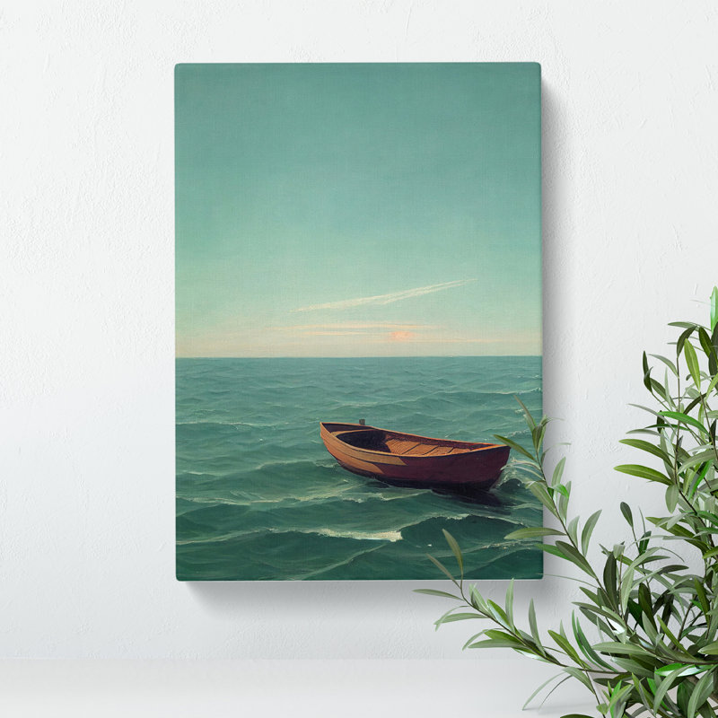 Vacant Boat On The Sea - Wall Art, Wrapped Canvas, 76cm H x 50cm W, No Matte