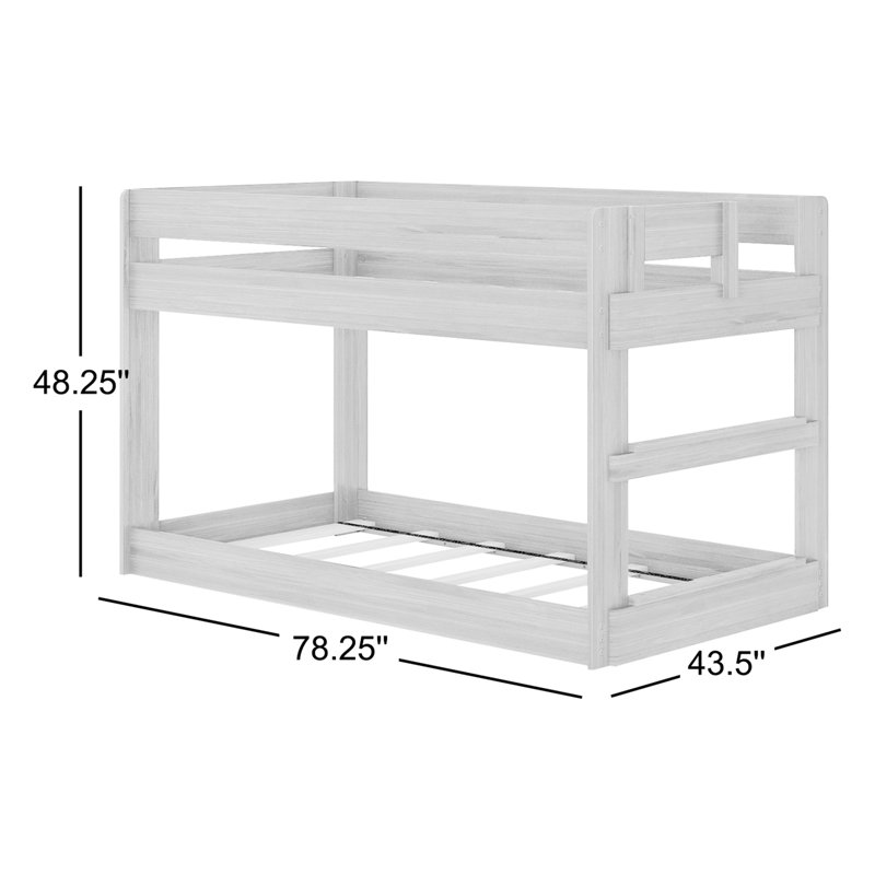 Decimus Kids Twin Over Twin Bunk Bed, White Wash