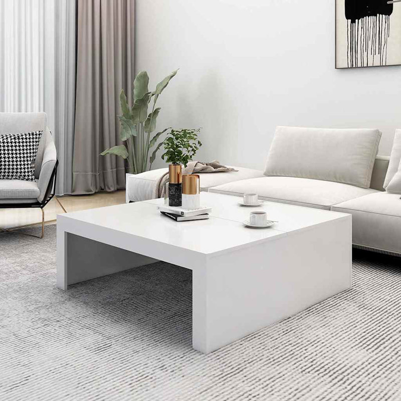 Table basse Aleyska, 19,7 po x 19,7 po x 13,8 po, Blanc
