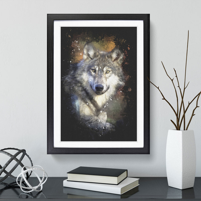 Wolf Vol.2 Paint Splash - Framed Print, Black, 65cm H x 48cm W x 2cm D