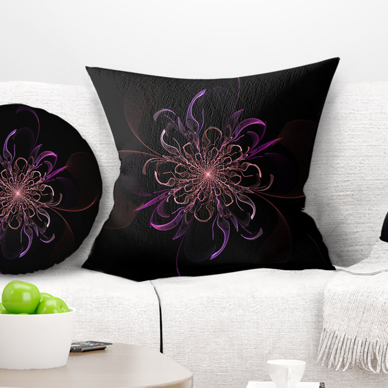 Coussin fleur rond floral, 18 po x 18 po, Coussin décoratif