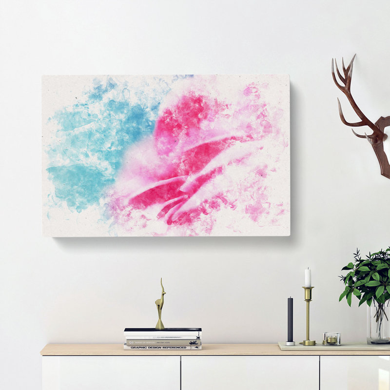 Pink Carnation On Blue - Wrapped Canvas, 35cm H x 50cm W x 3cm D