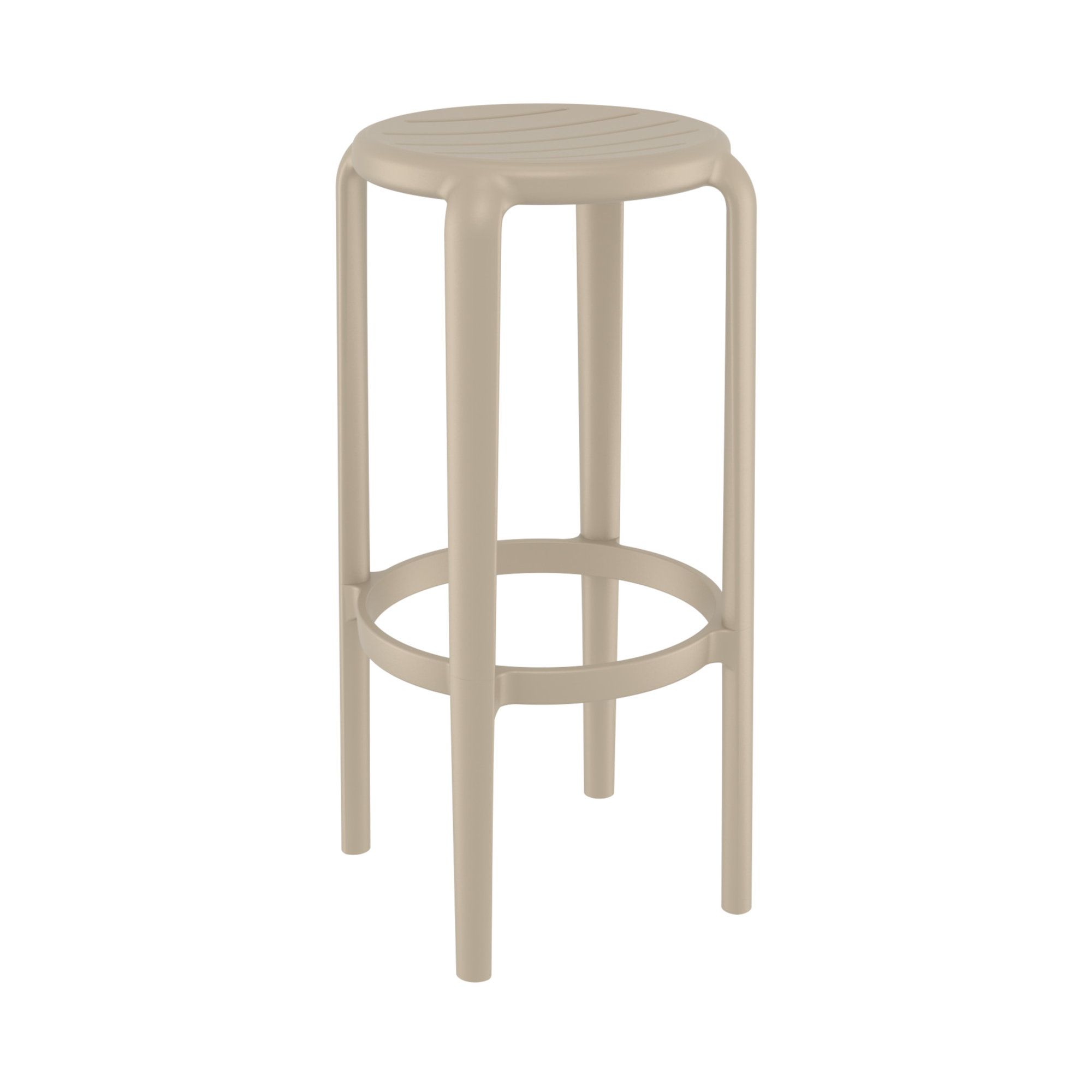 Awan Backless Outdoor Bar Stool, 29.75", Taupe