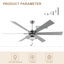 Ventilateur de plafond 72 pouces avec très grand ventilateur de plafond chromé à intensité variable et ventilateur à courant continu 6 vitesses pour salon-775940605