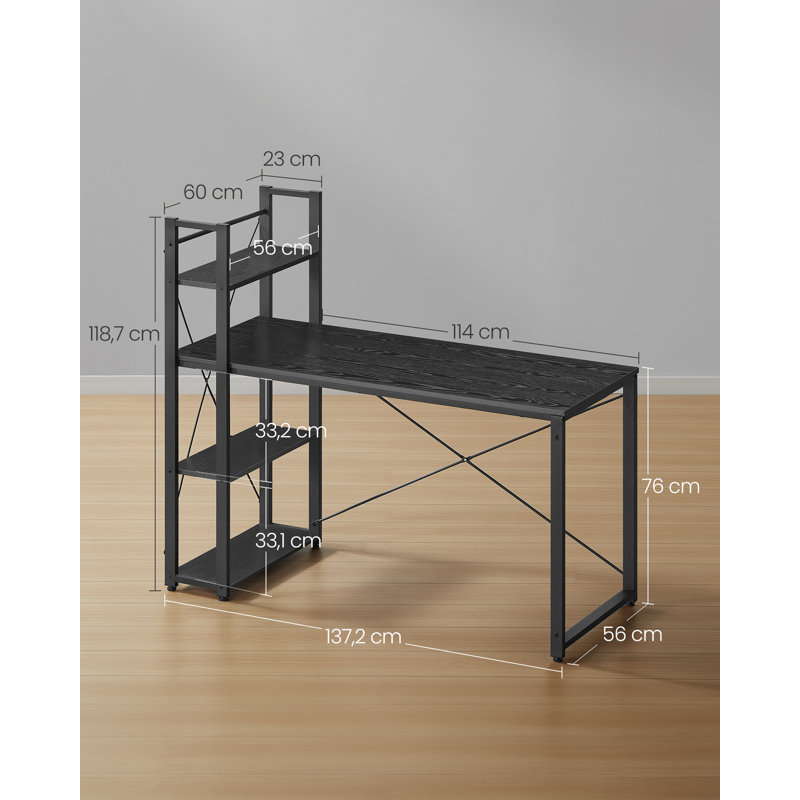 Ainis Metal Base Computer Desk, Ebony Black