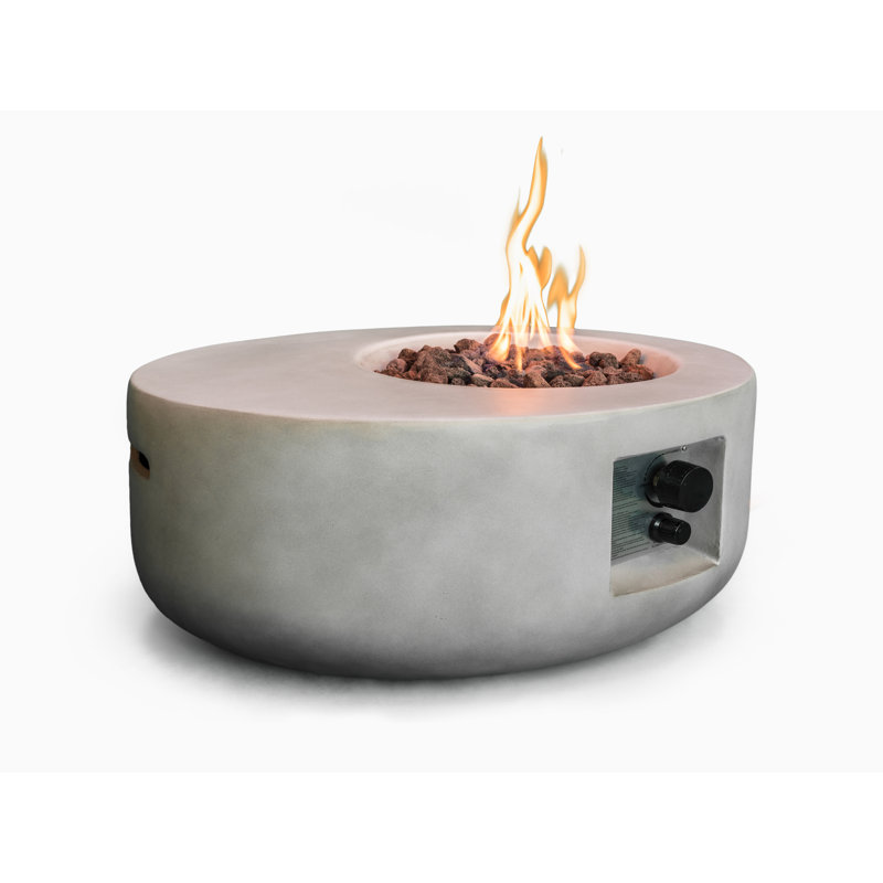 Verlie Polyresin Propane Fire Pit, Light Grey