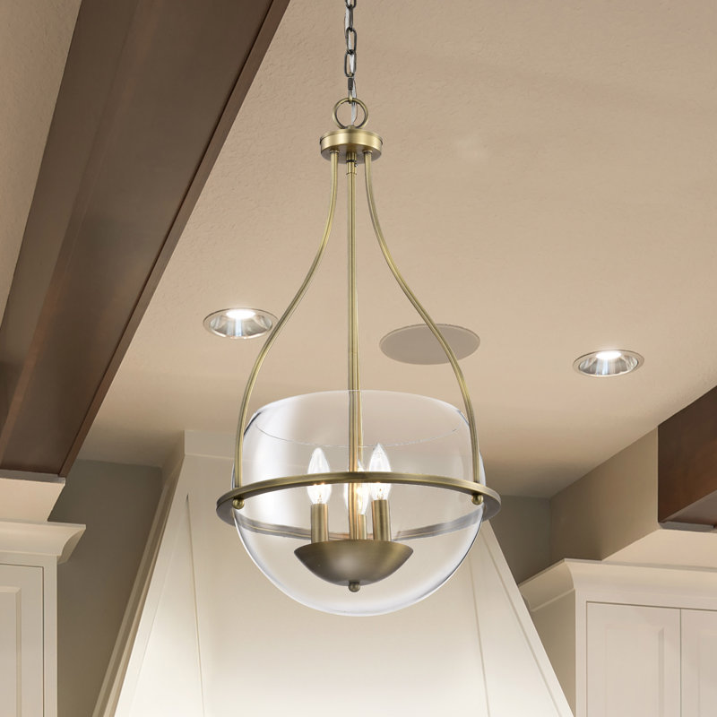 Luminaire suspendu bol 3 lumières Wewoka, Laiton rétro