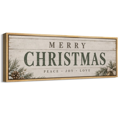 Panneau décoratif de Noël avec pomme de pin et sapin - Grande toile encadrée pour chambre des maîtres