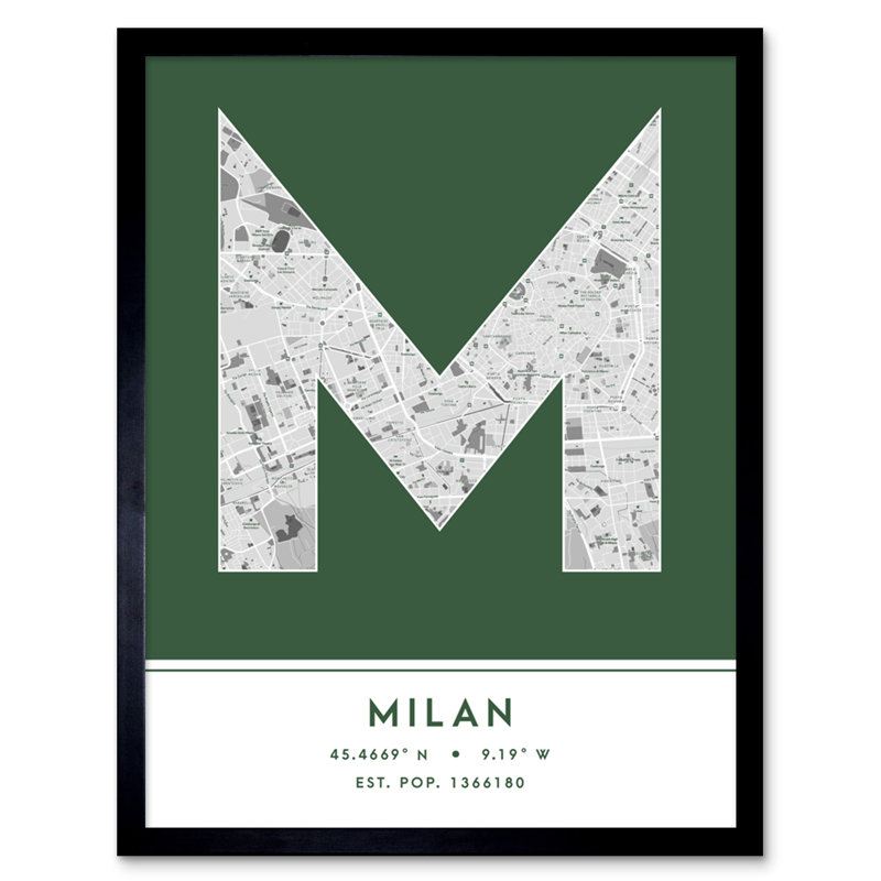 Milan Italy City Map - Single Picture Frame Typography
