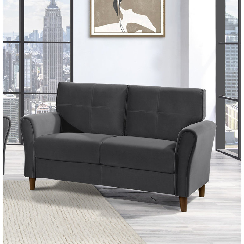 Velours rembourré 1pc Comfort Loveseat, Gris