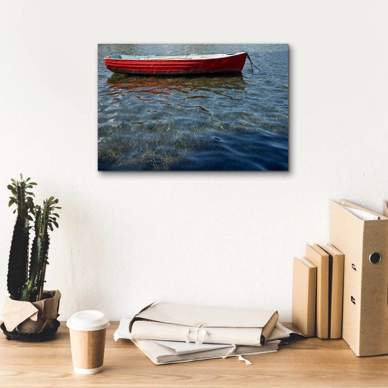 Art mural sur toile Breakwater Bay «Red Boat» par Lynda White, H 12 po x l 18 po x P 0,75 po