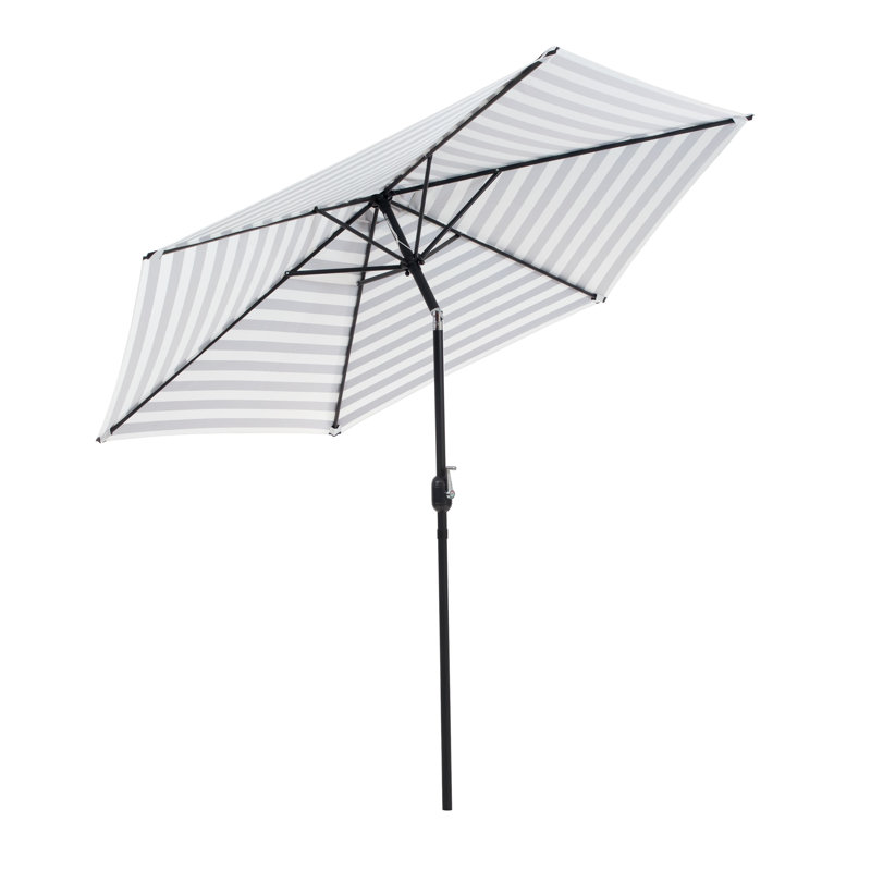 Parasol d'extérieur réglable de 106 po de largeur, Noir / blanc