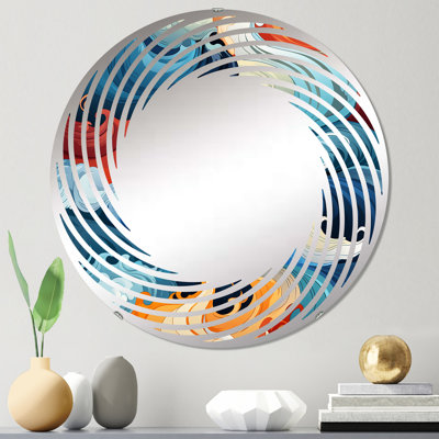 Miroir mural spiralé bleu et orange