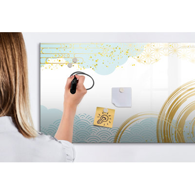 Magnetic Memo Board Whiteboard - 120 x 60 cm - With Marker and Magnets - Decorative pattern