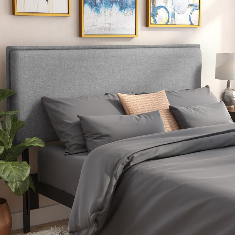 Camille Headboard, Polyester Blend Light Gray, Queen, Full/Double