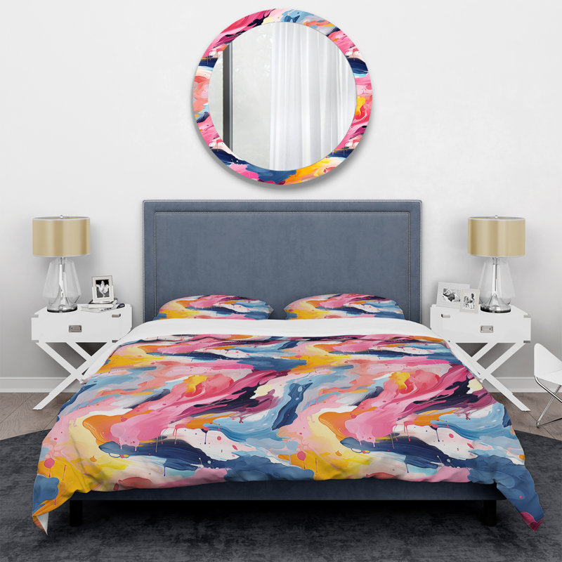Colorful Paint Swirl Bliss IV - Ensemble de housse de couette abstrait, Housse de couette pour grand lit et 2 taies décor