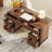 Office Furniture Set: 59In Modern Executive Desk With Charging Station & Drawers And Four 72In Tall Bookcases With Storage Cabinet, Home Office Furniture For Work Study-1016193220