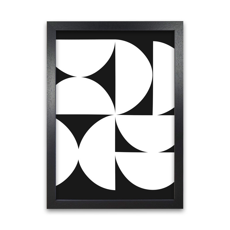 Abstract Half Circles Original - Print, 30cm H x 21cm W x 3cm D, Black Frame