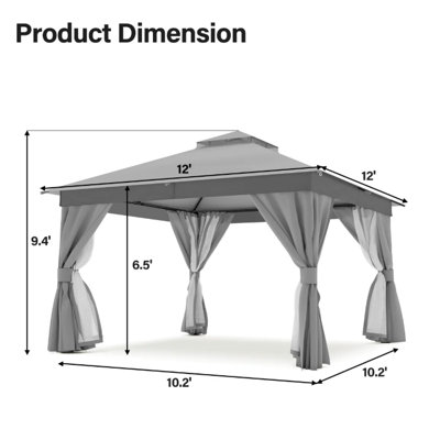 12Ft Steel Patio Gazebo