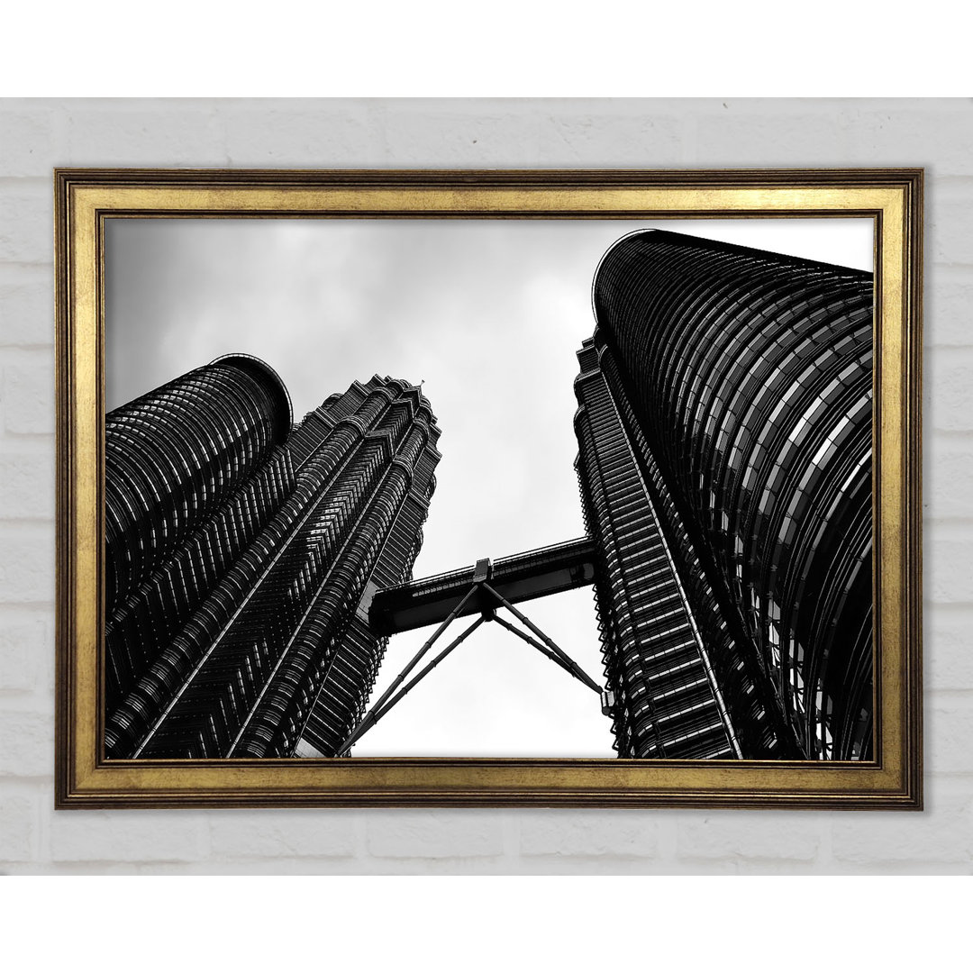 Petronas Towers Kuala Lumpur B und W - Einzelner Bilderrahmen Kunstdrucke auf Holz