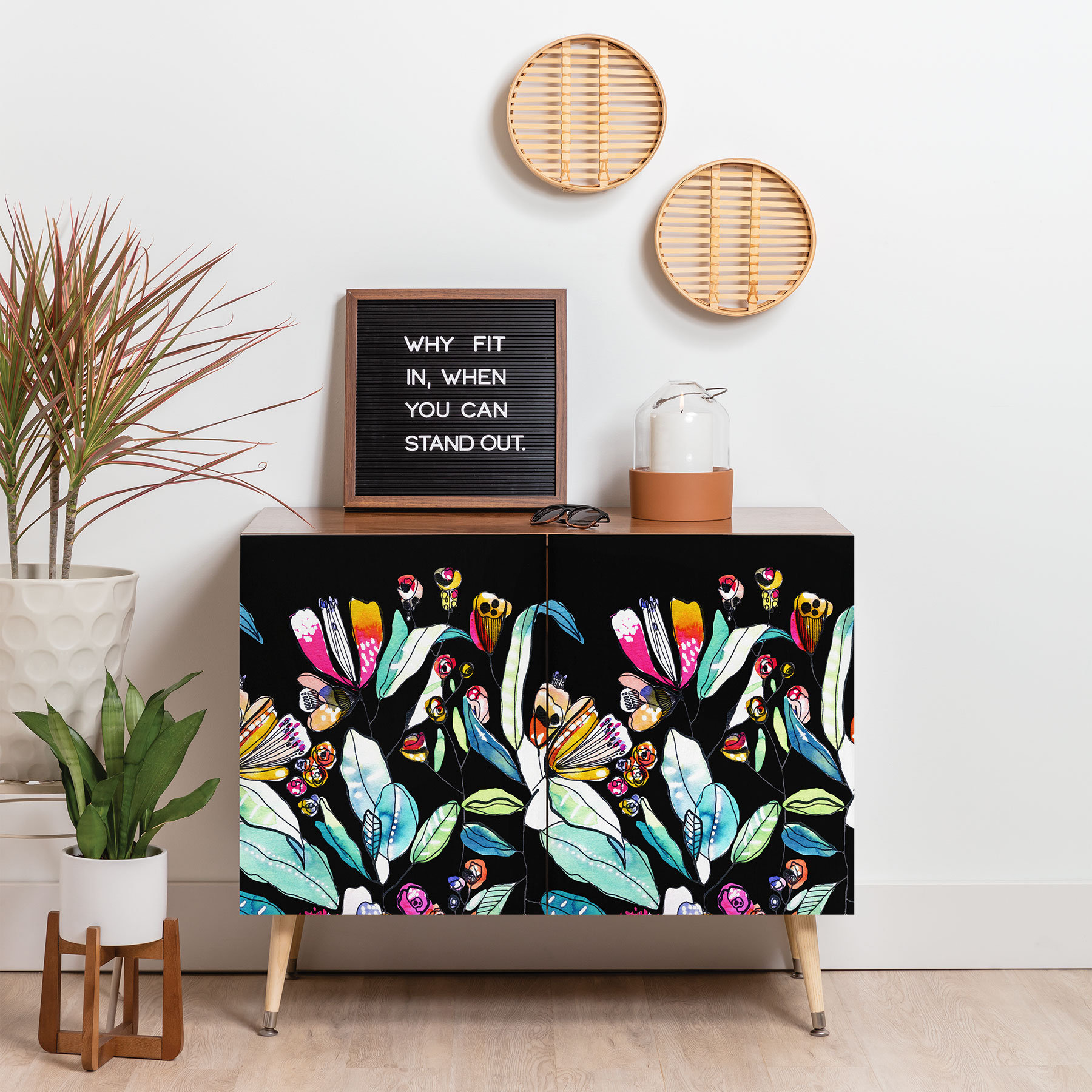 Langley Street Cayenablanca Spring Wildflowers 2 Door Credenza Cabinet ...