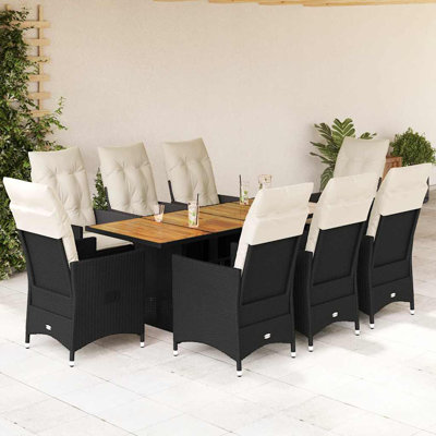  Garden Dining Set Black, Cream White