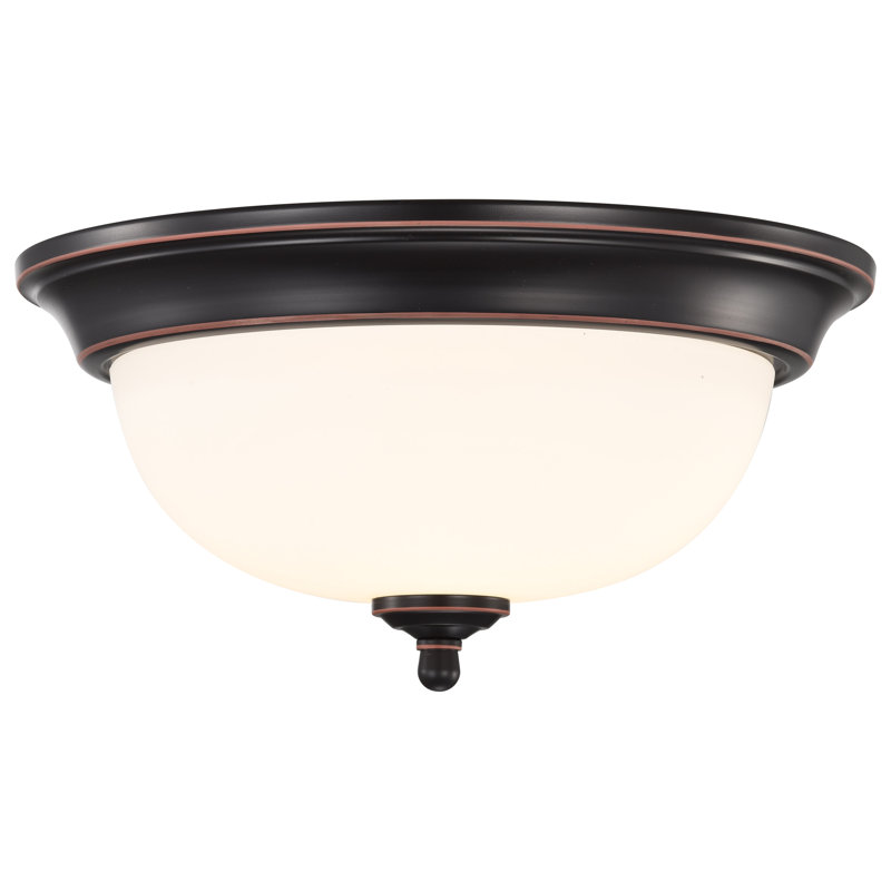 Plafonnier encastré en verre Megham, H 6,38 po x l 13 po x P 13 po, Bronze acajou