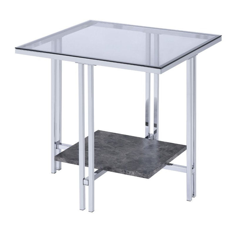 Table de bout en verre avec rangement