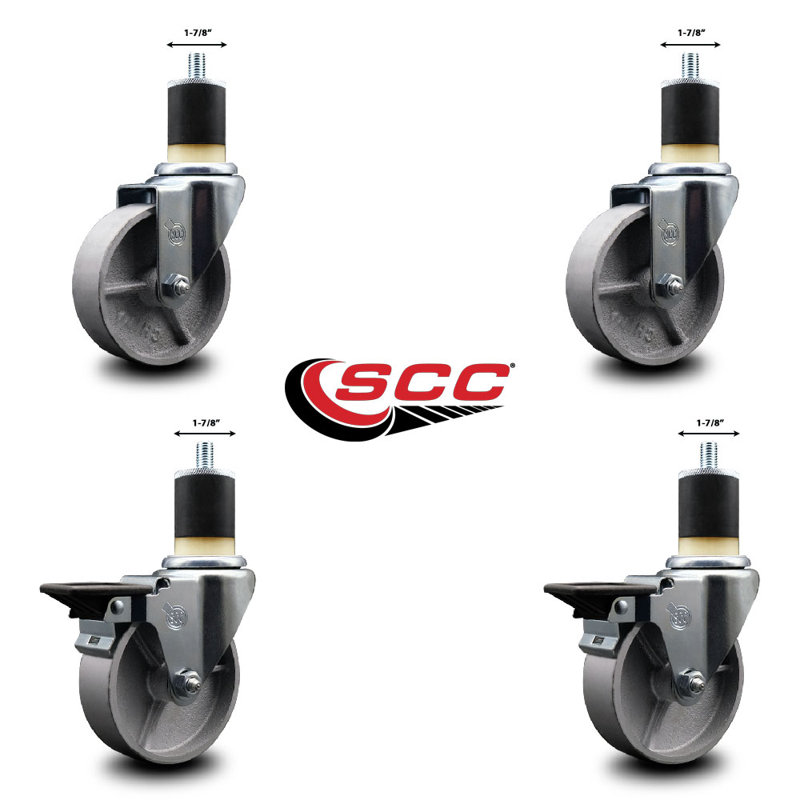 Ensemble de roulettes extensibles semi-pivotantes à 2 roues SCC PLB 4 po x 1-7 / 8 po