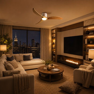52" 3-Blade LED Standard Ceiling Fan with Remote Control and Light Kit for Living Room