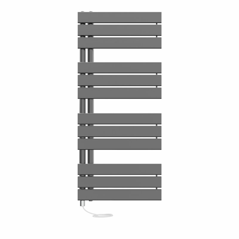 Roianne Designer Towel Rail Heated Towel Rails, 112.6cm H x 50cm W x 6.7cm D, Gunmetal