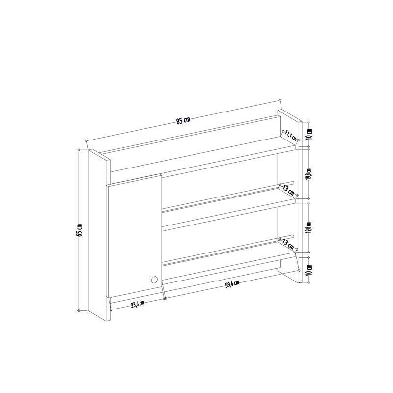 Modern Wall-Mounted Kitchen Shelf, White, 33.5 x 5.9 x 25.6 Inches | 100% Melamine Coated Particle Board, Thickness: 0.7 Inches | Numerous Shelves for Storage, Sleek Design, Perfect for Organizing Any Kitchen Space