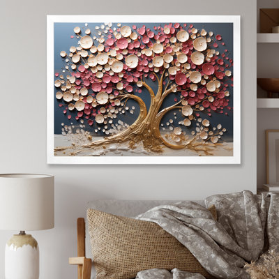 Pink And Gold Orchid Tree Garden Of Branches VI - Tree Wall Art