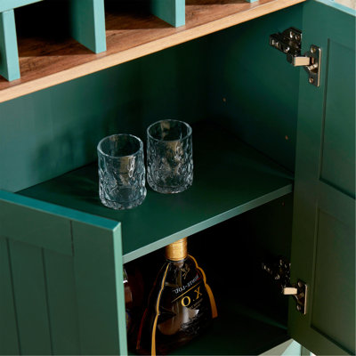 Arched Wood Wine Cabinet with Removable Wine Rack, MDF Anti-Scratch Surface Storage Bar Cabinet with Adjustable Shelves, Anti-Tip Freestanding Liquor
