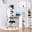 Bureau d'écriture moderne avec tablettes de rangement à 6 niveaux, table d'écriture avec bibliothèque de 47 po, blanc