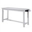 Ensemble de salle à manger à hauteur de comptoir avec charge intégrée, table en bois blanc classique et 3 tabourets gris
