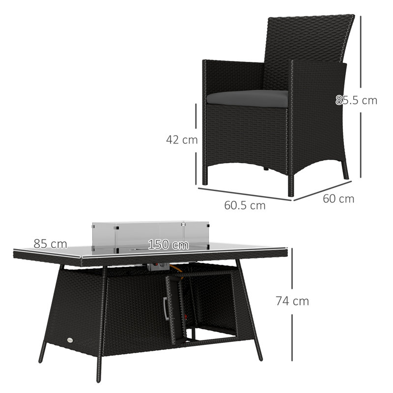 6 - Person Patio Dining Set with Rectangular Table , Cushions Included