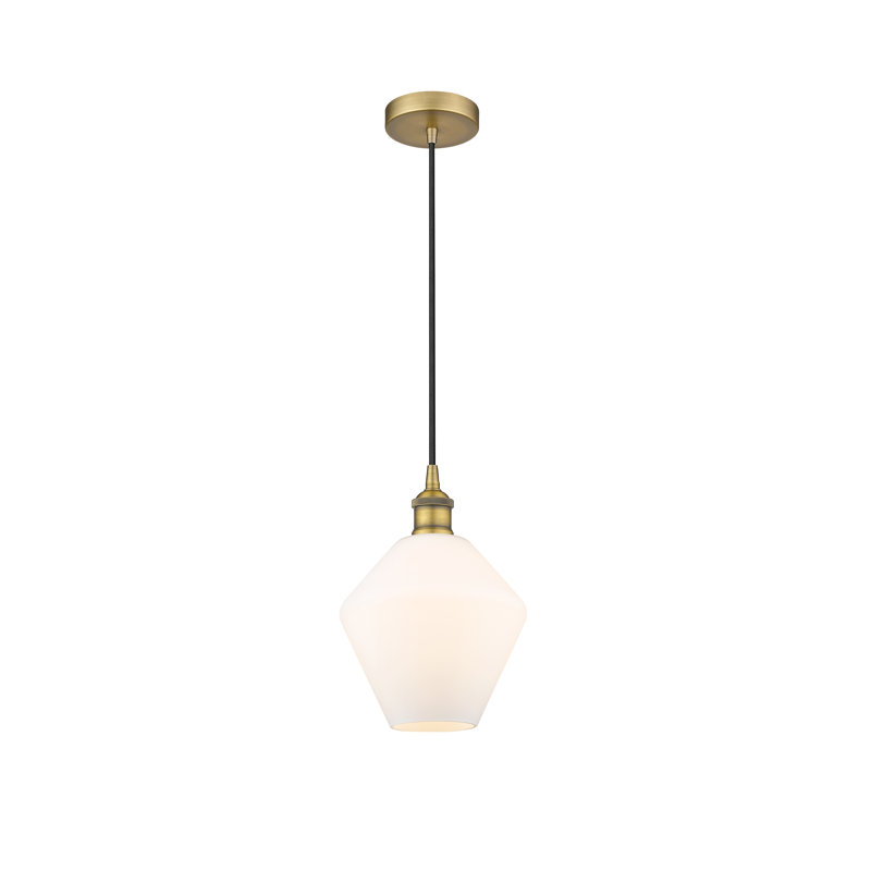 Luminaire suspendu conique à 1 lumière Gabbie, Blanc mat, Laiton brossé