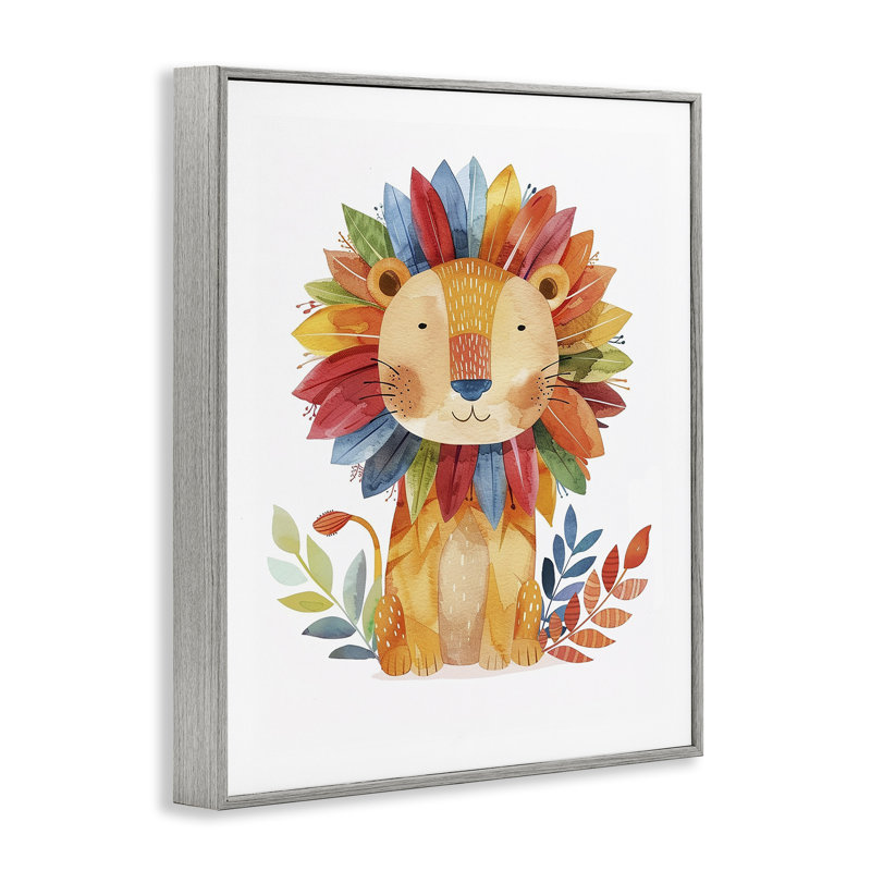 «Rainbow Blooms Lion», estampe numérique par LSR Design Studio, Estampe numérique Farmhouse, H 20 po x l 16 po