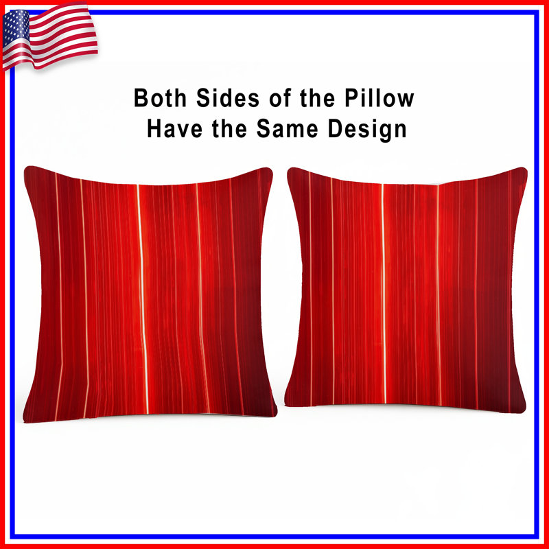 Red Vertical Lines Double Sided Throw Pillows, 18 x 18 inches