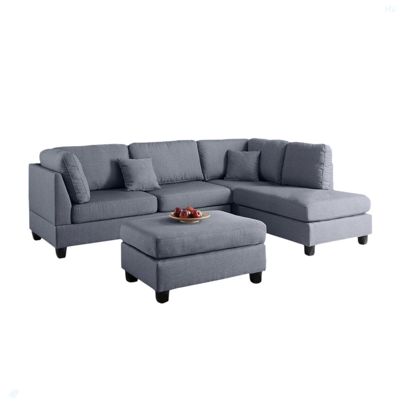 Canapé modulaire réversible en polyfibre avec repose-pieds