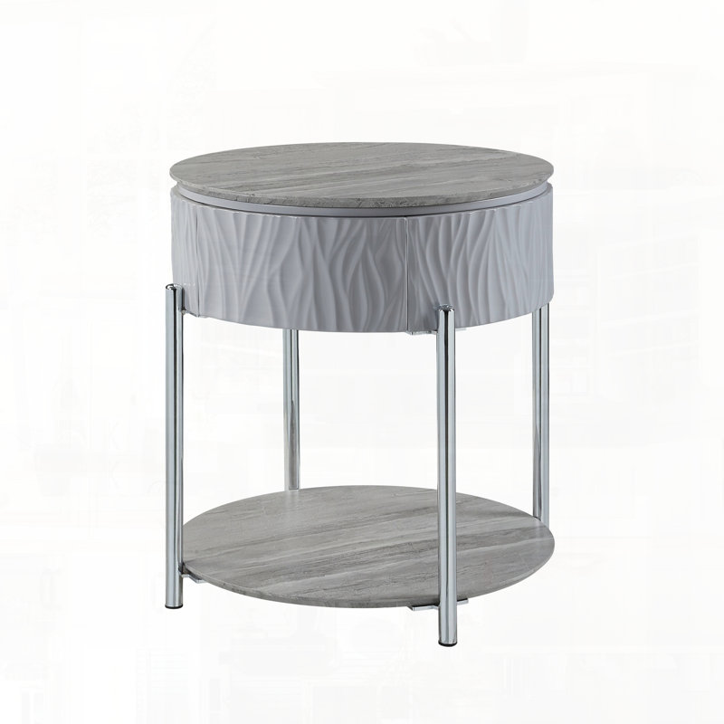 Table de bout avec glissières en métal pour tiroirs